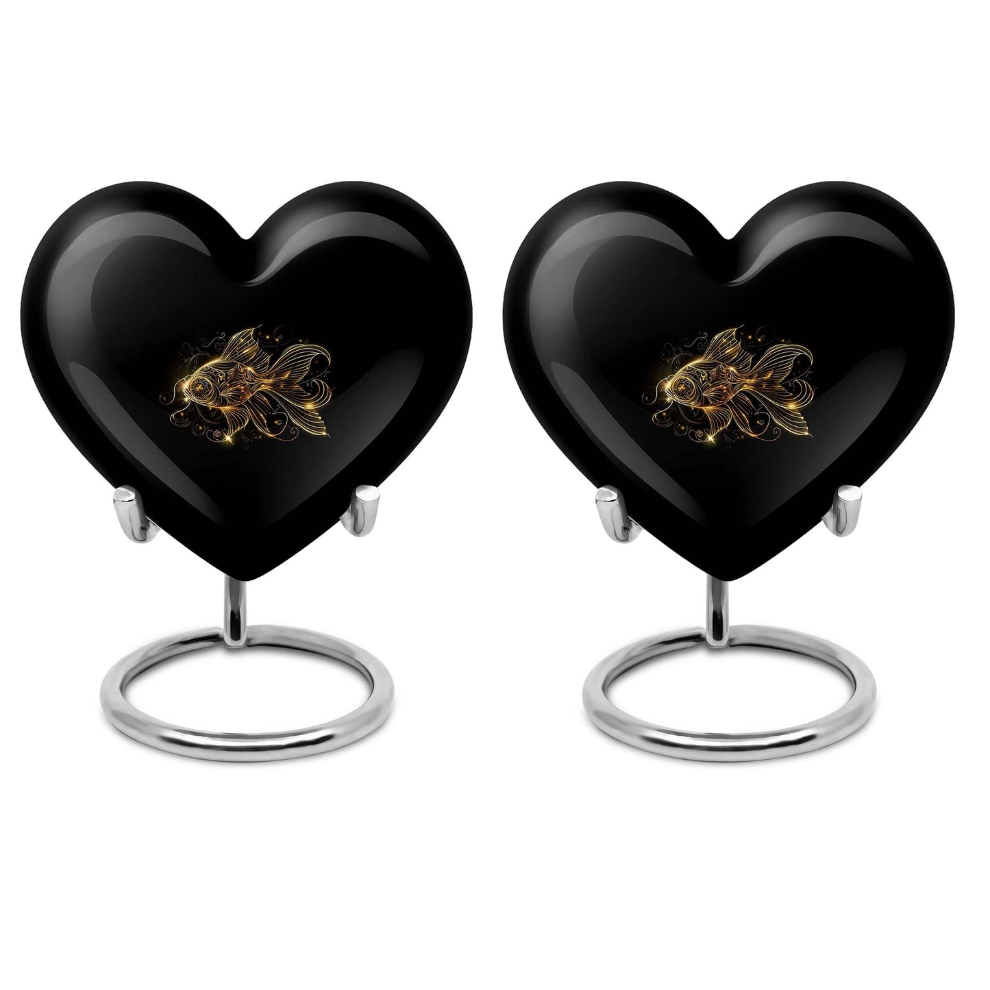 Heart-shaped 10-inch gold fish urn