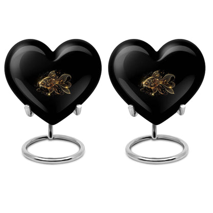 Heart-shaped 10-inch gold fish urn