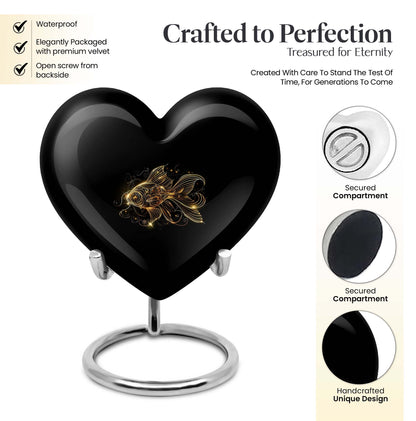 Heart-shaped 10-inch gold fish urn