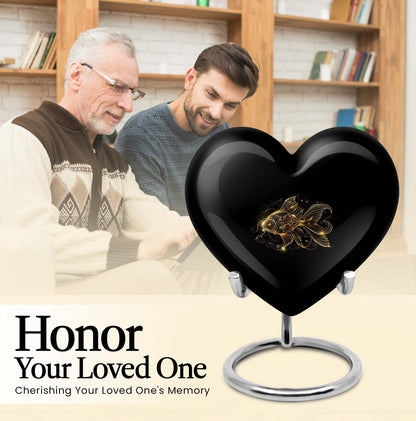 Heart-shaped 10-inch gold fish urn