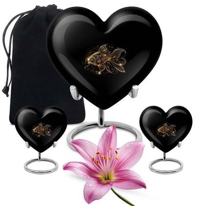 Heart-shaped 10-inch gold fish urn