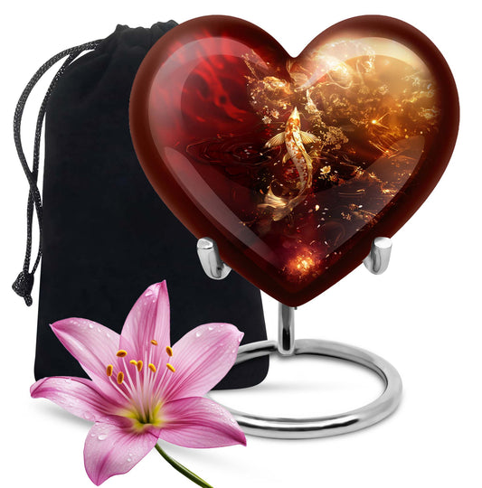 Heart urn designed gold fish urn