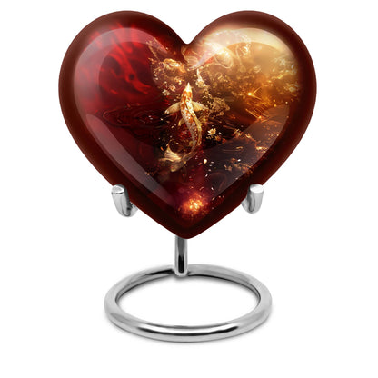 Heart urn designed gold fish urn