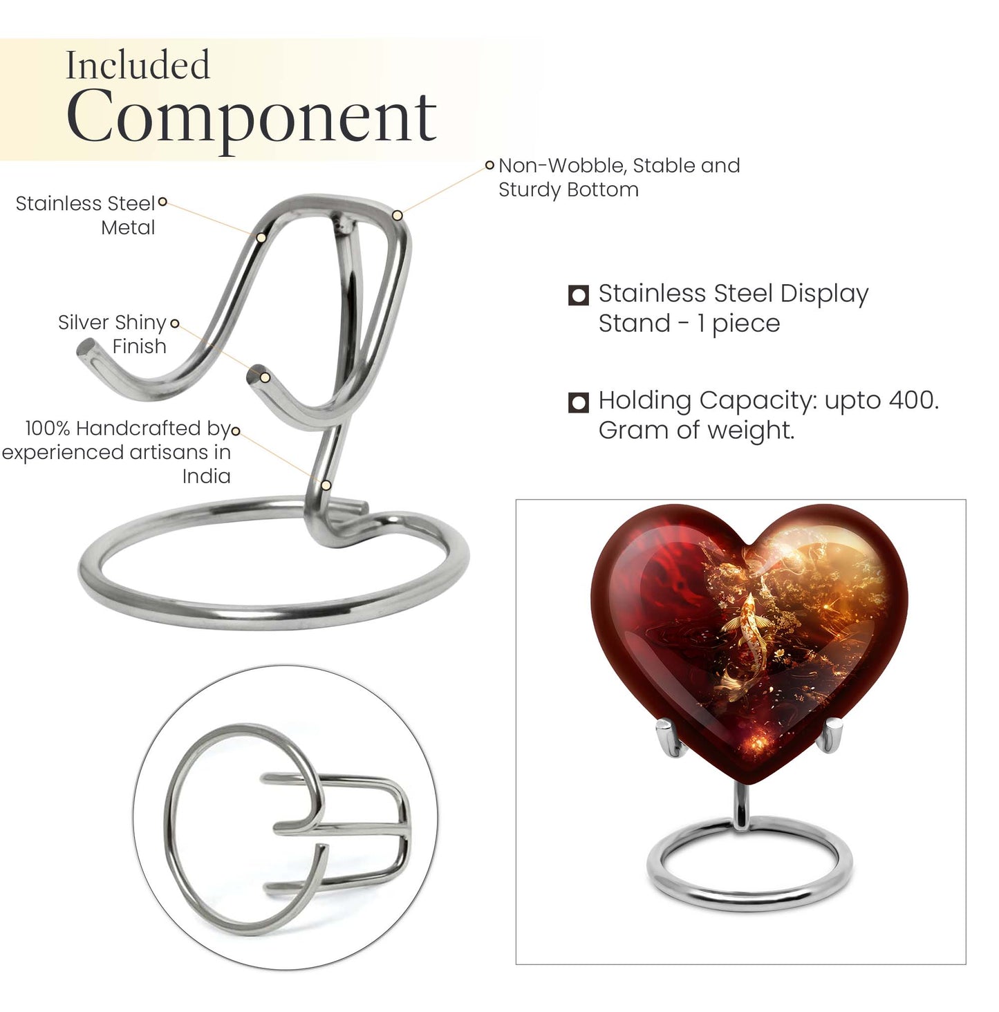 Heart urn designed gold fish urn