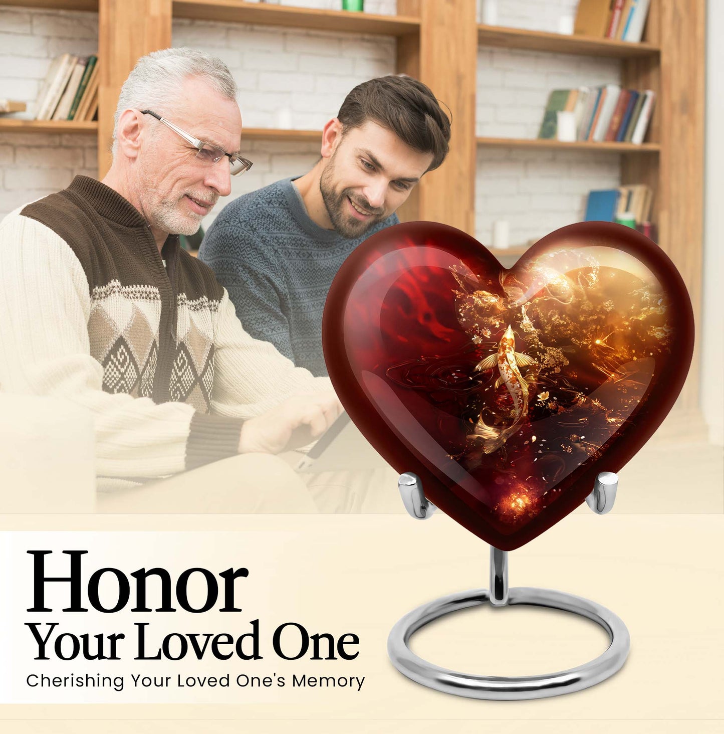 Heart urn designed gold fish urn