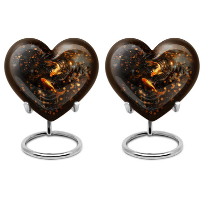 10-inch gold fish heart urn with butterfly 