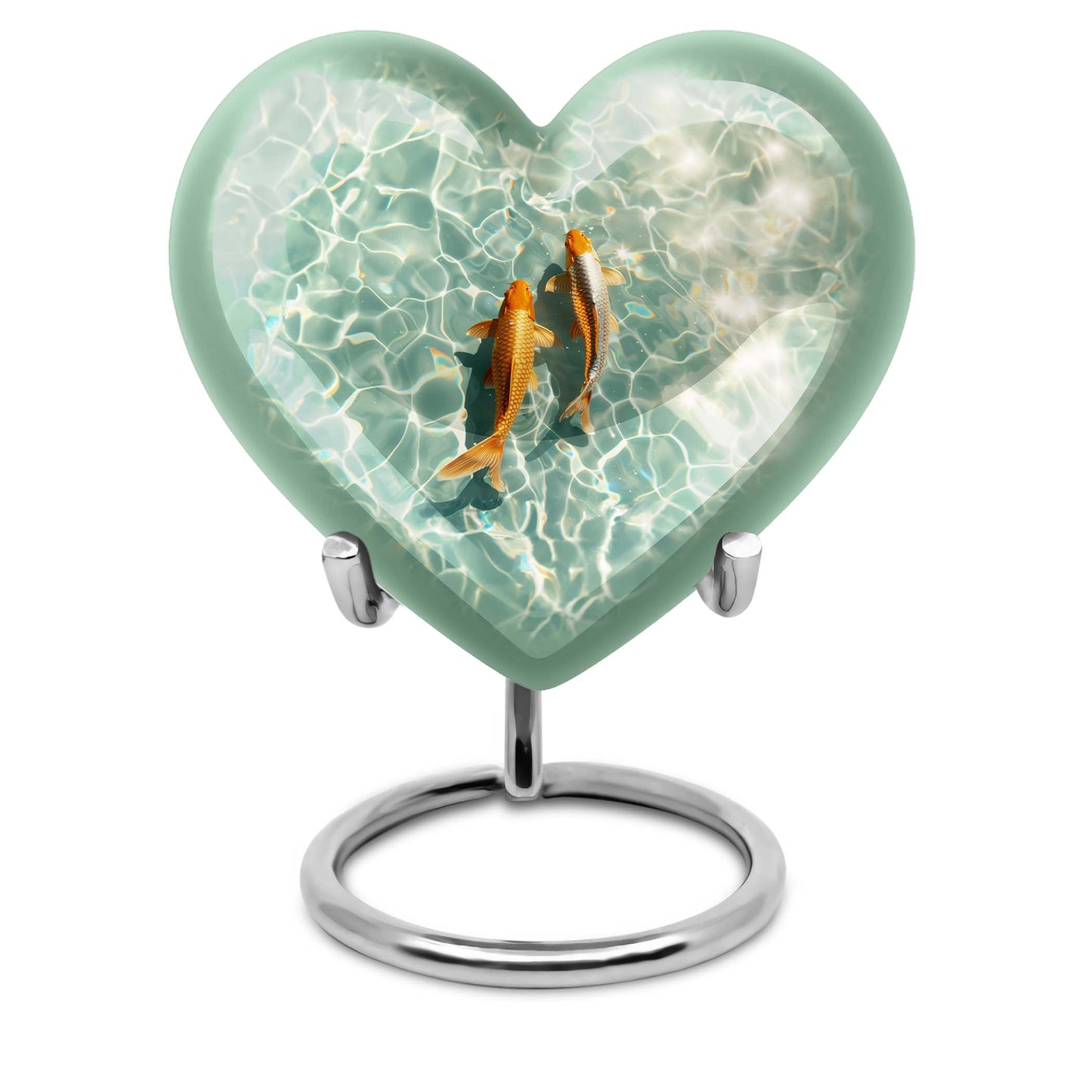 heart-shaped gold fish Urn for cremation