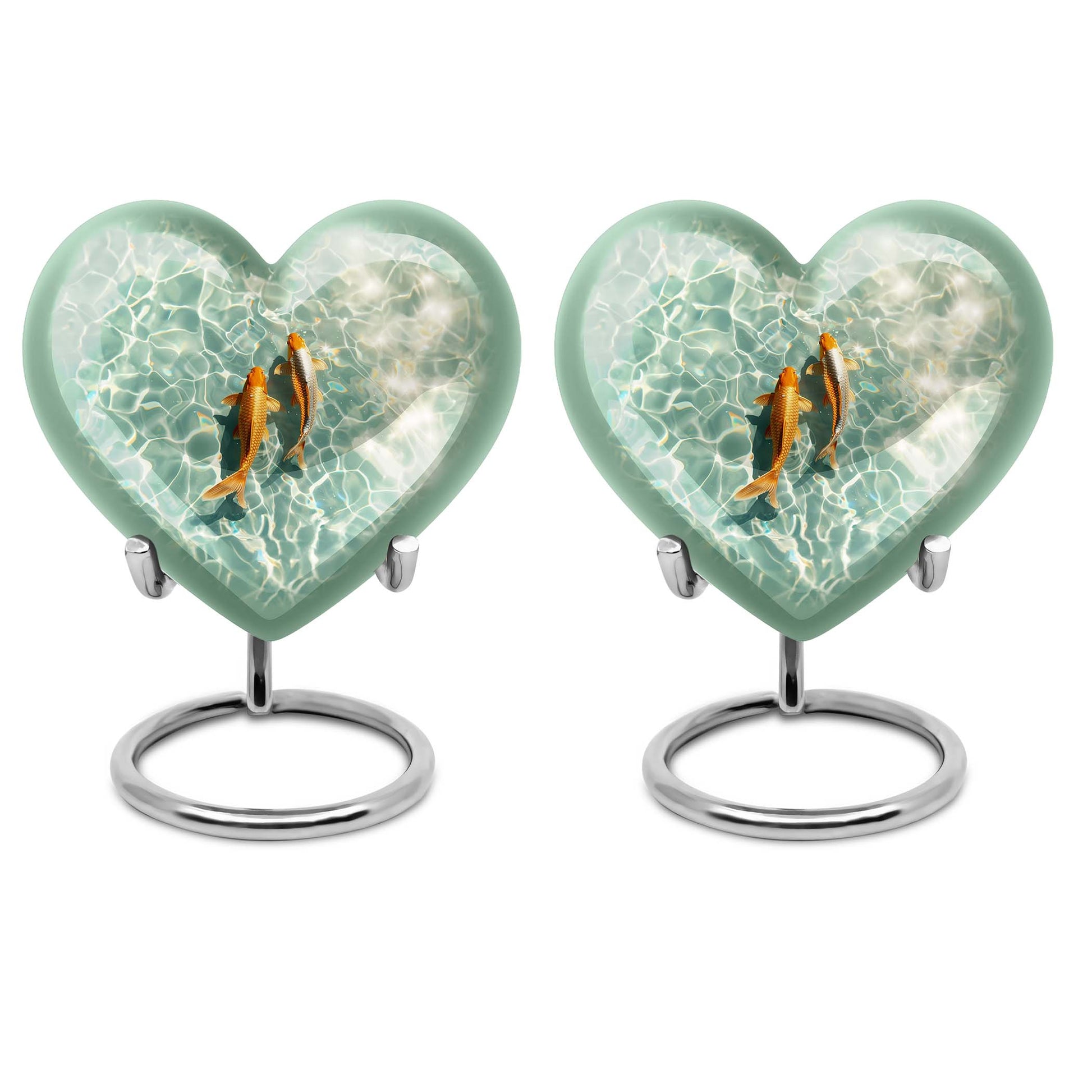 heart-shaped gold fish Urn for cremation