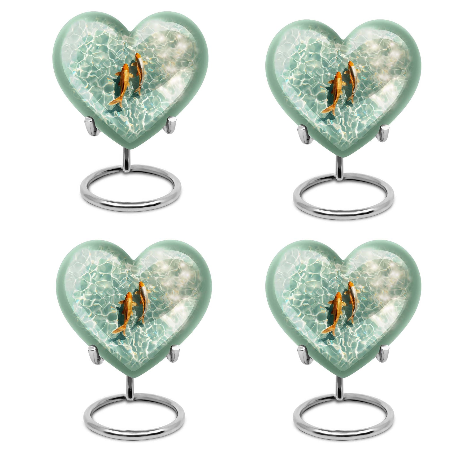 heart-shaped gold fish Urn for cremation