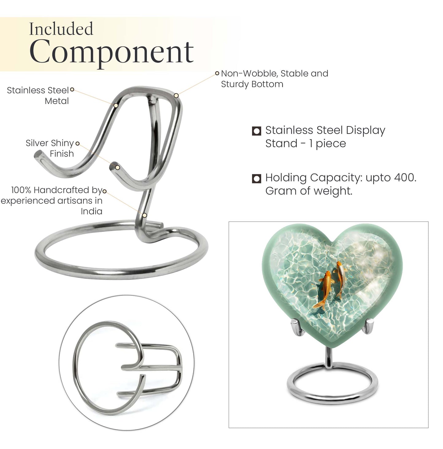 heart-shaped gold fish Urn for cremation