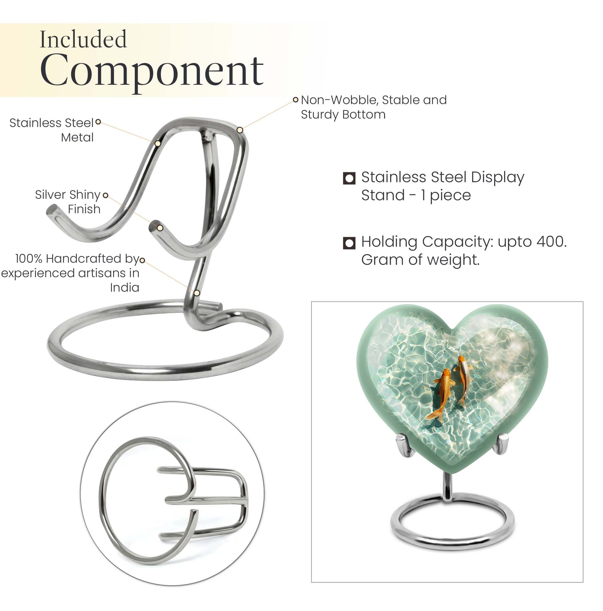 heart-shaped gold fish Urn for cremation