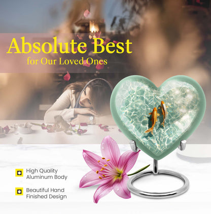 heart-shaped gold fish Urn for cremation
