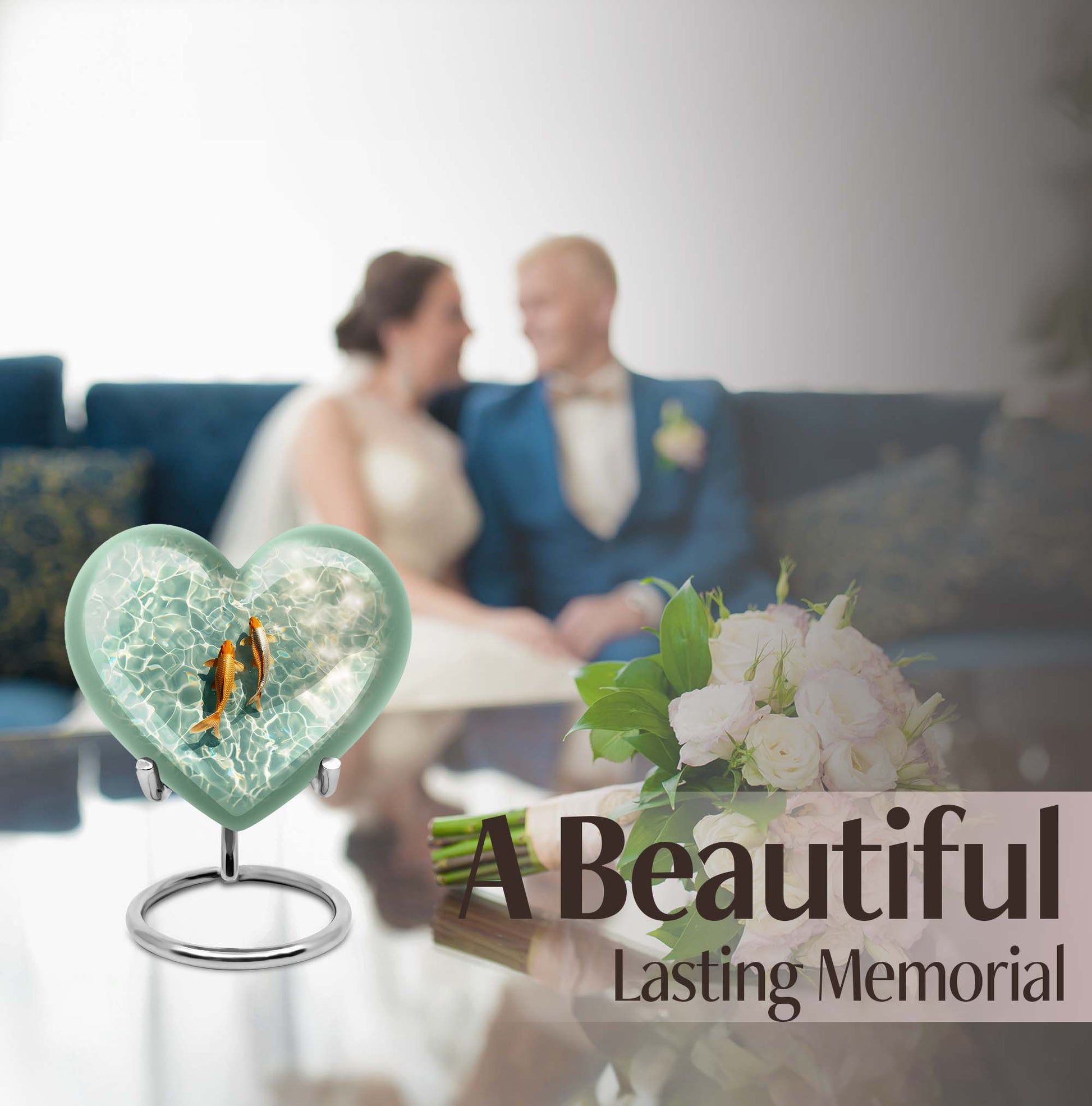 heart-shaped gold fish Urn for cremation