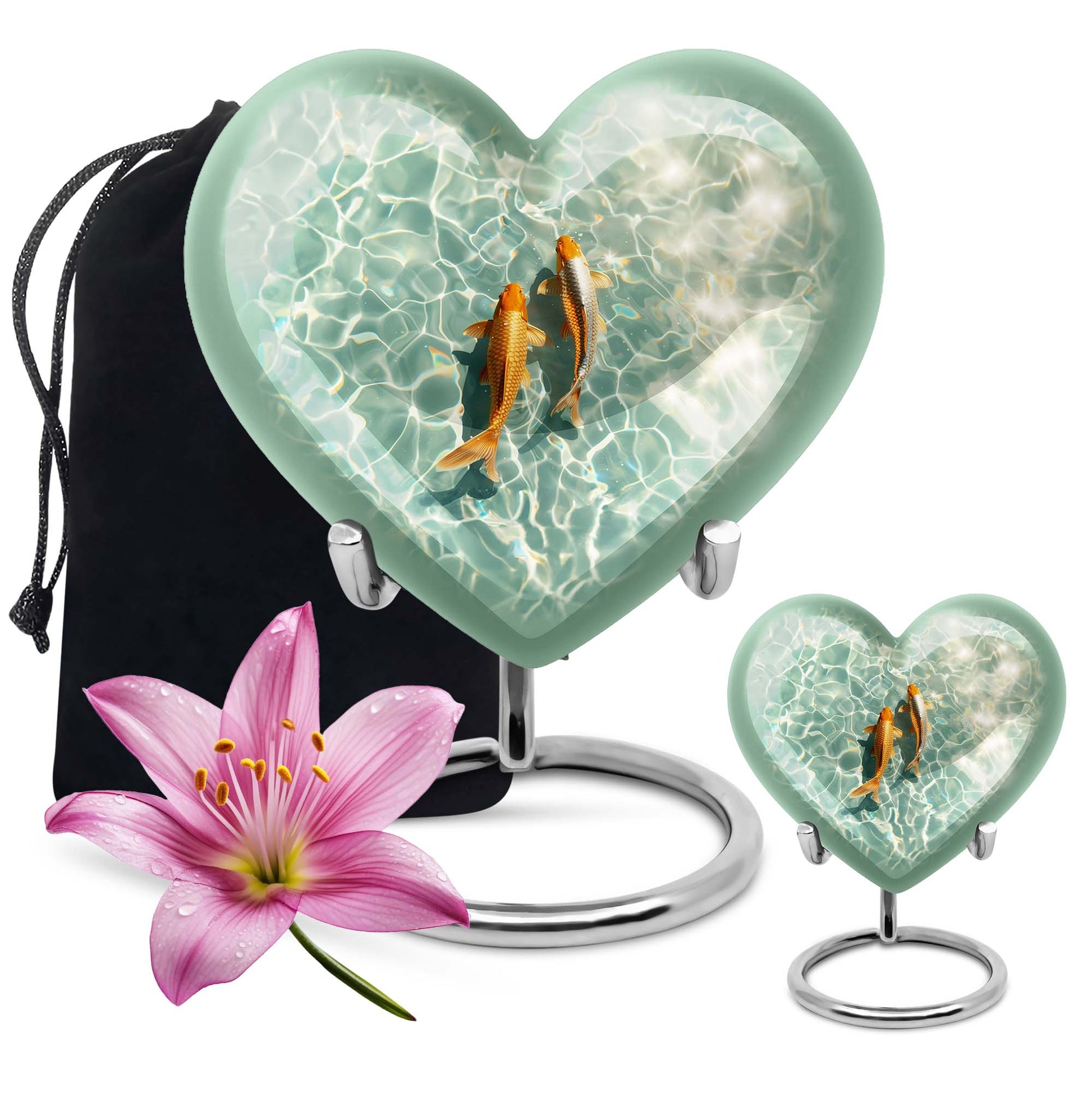 heart-shaped gold fish Urn for cremation