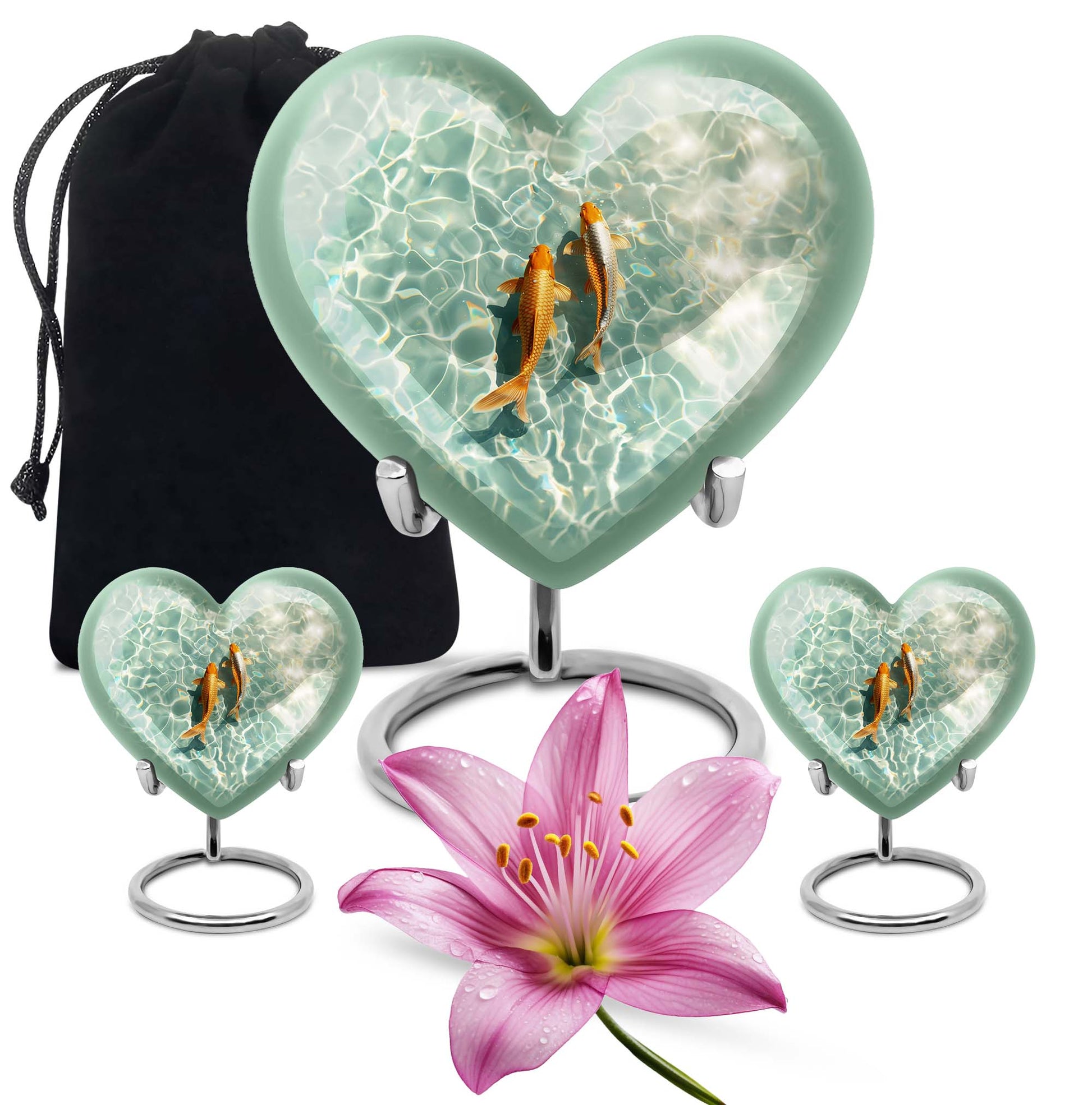 heart-shaped gold fish Urn for cremation