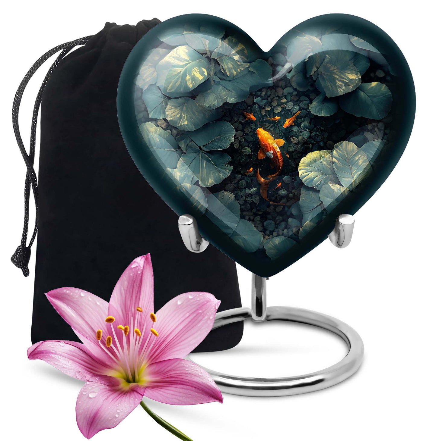 heart shaped gold fish urn