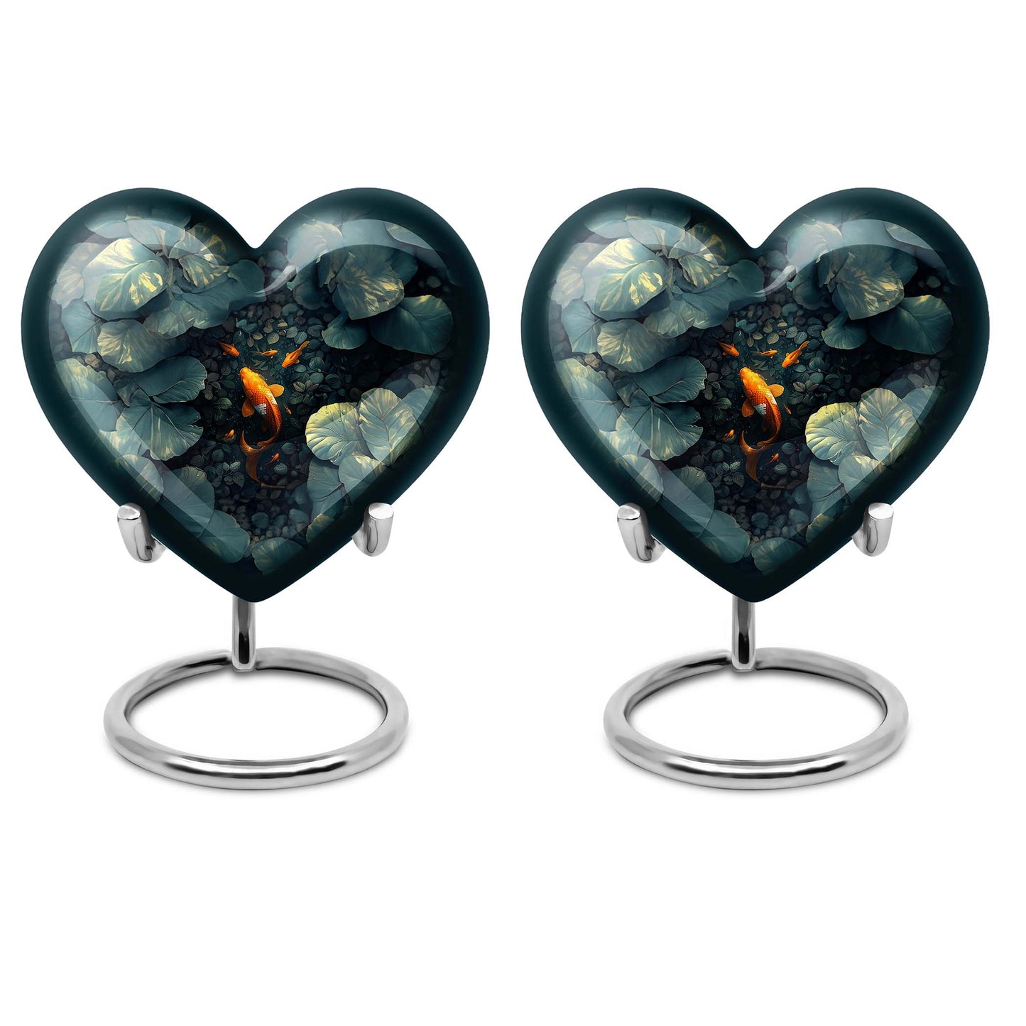 heart shaped gold fish urn