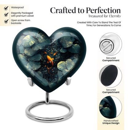 heart shaped gold fish urn