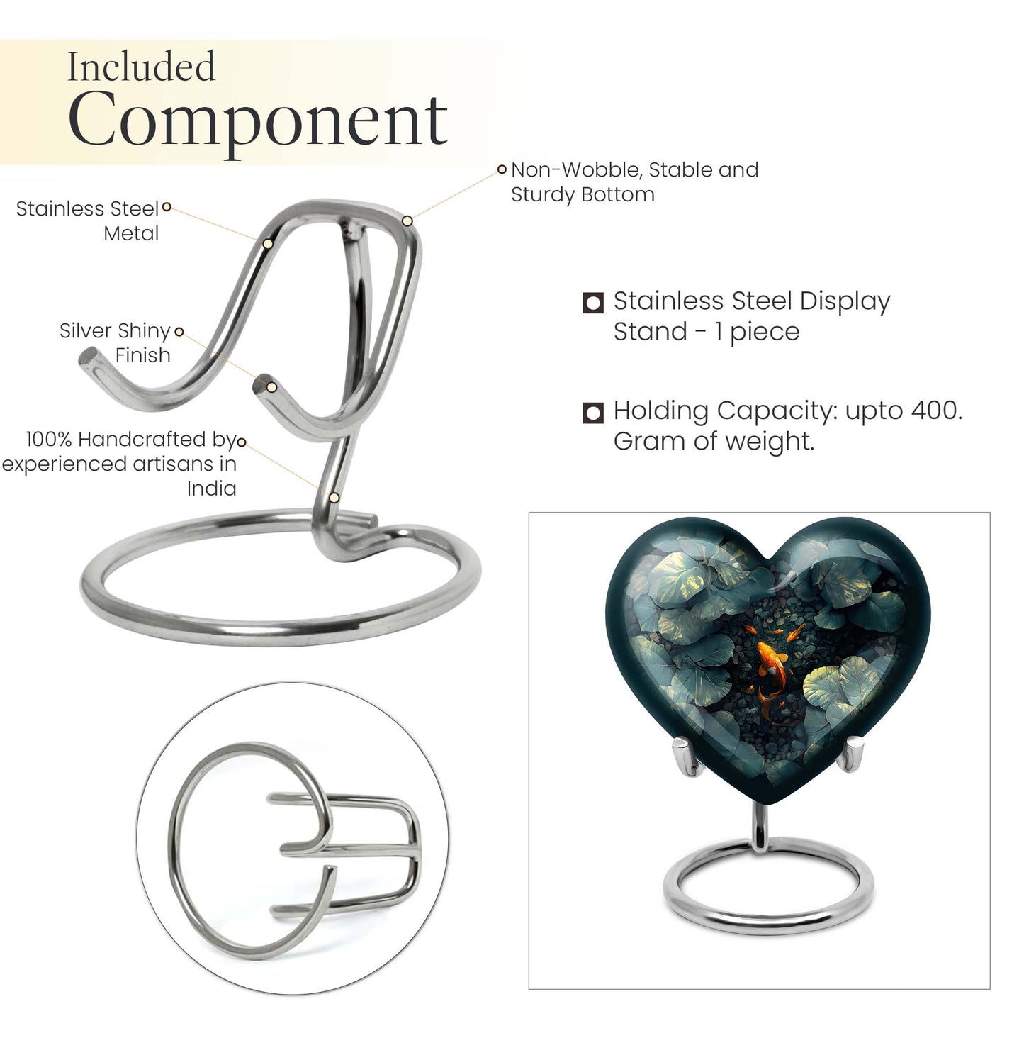 heart shaped gold fish urn