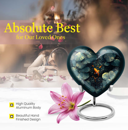heart shaped gold fish urn