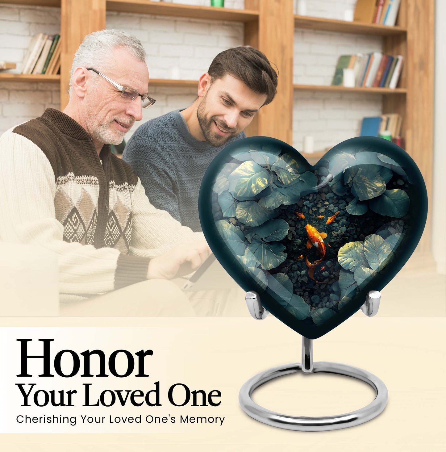 heart shaped gold fish urn