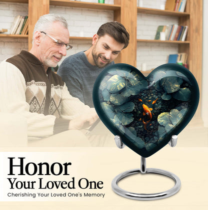 heart shaped gold fish urn