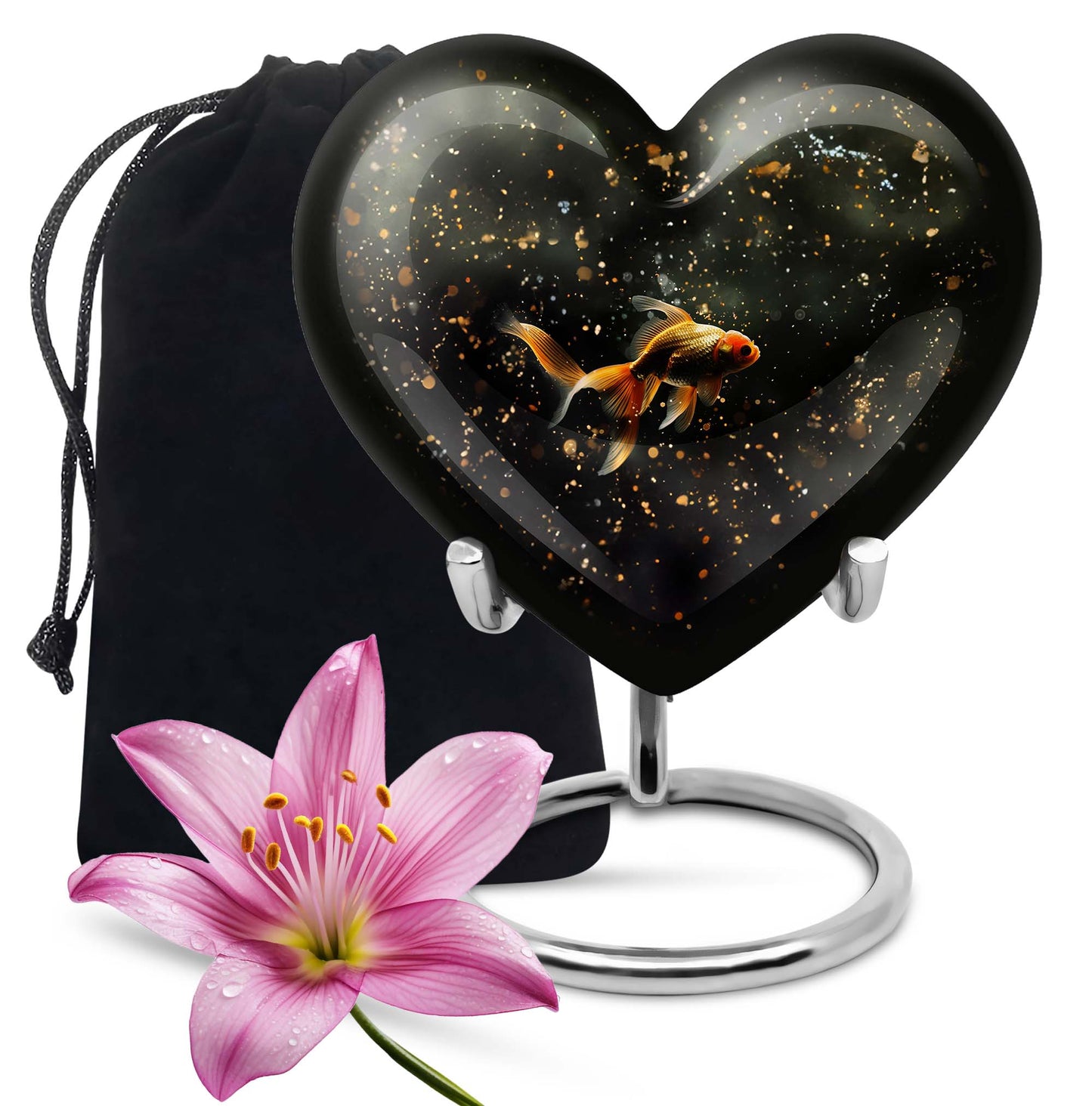 gold fish heart urn