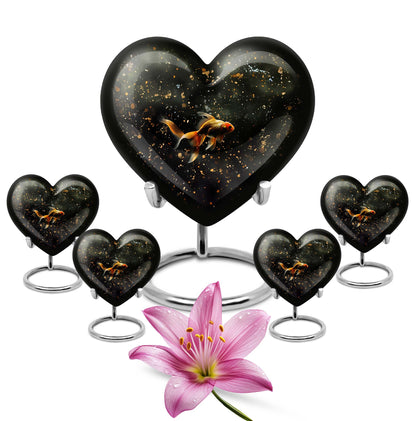 gold fish heart urn