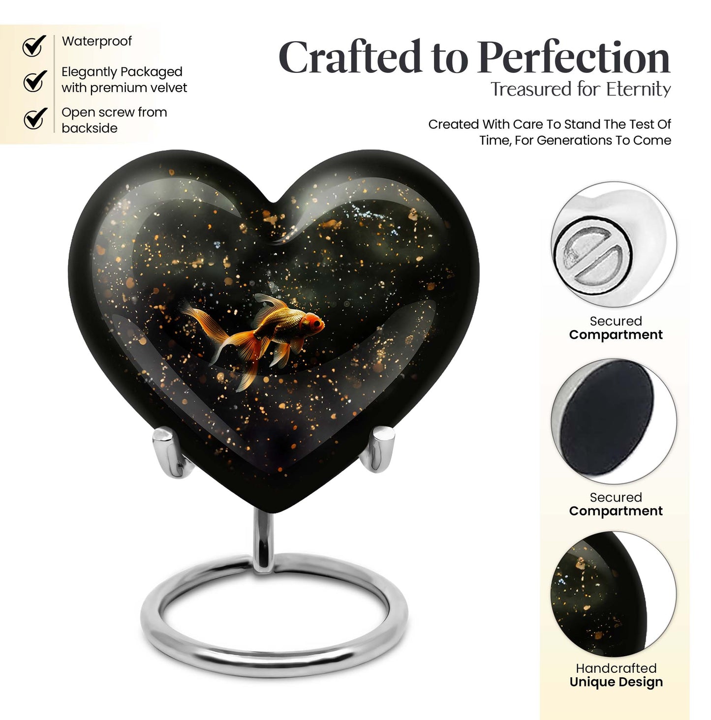 gold fish heart urn