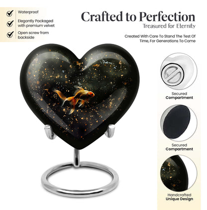 gold fish heart urn