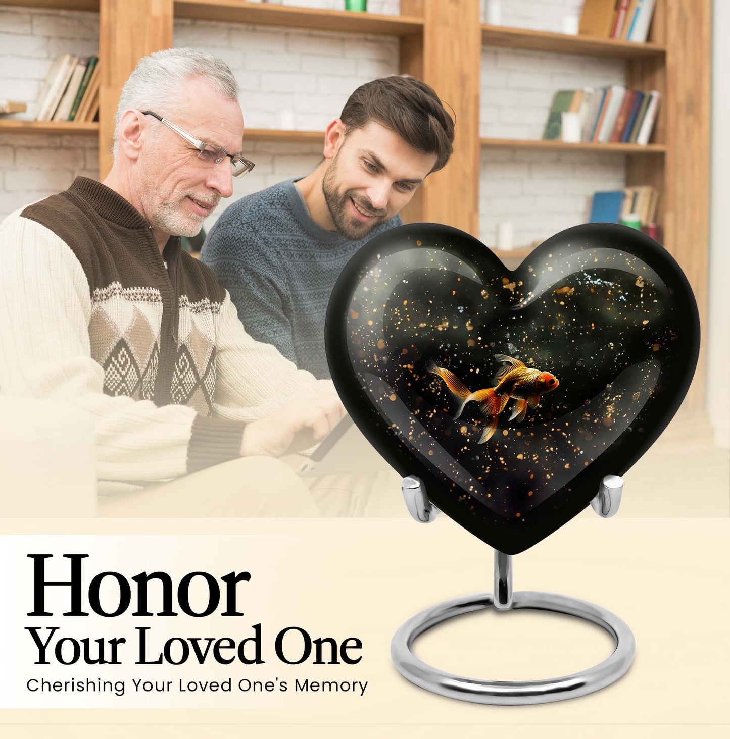 gold fish heart urn