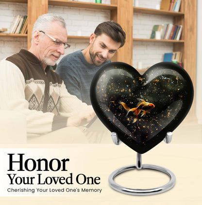 gold fish heart urn