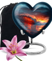 10-inch ocean waves heart urn for ashes with butterfly design and personalized engraving