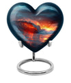 10-inch ocean waves heart urn for ashes with butterfly design and personalized engraving