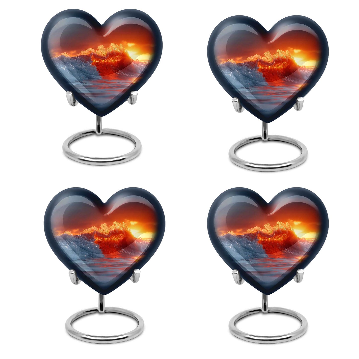 Heart-shaped, ocean waves, butterfly-themed urn 