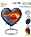Heart-shaped, ocean waves, butterfly-themed urn 