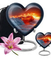 Heart-shaped, ocean waves, butterfly-themed urn 