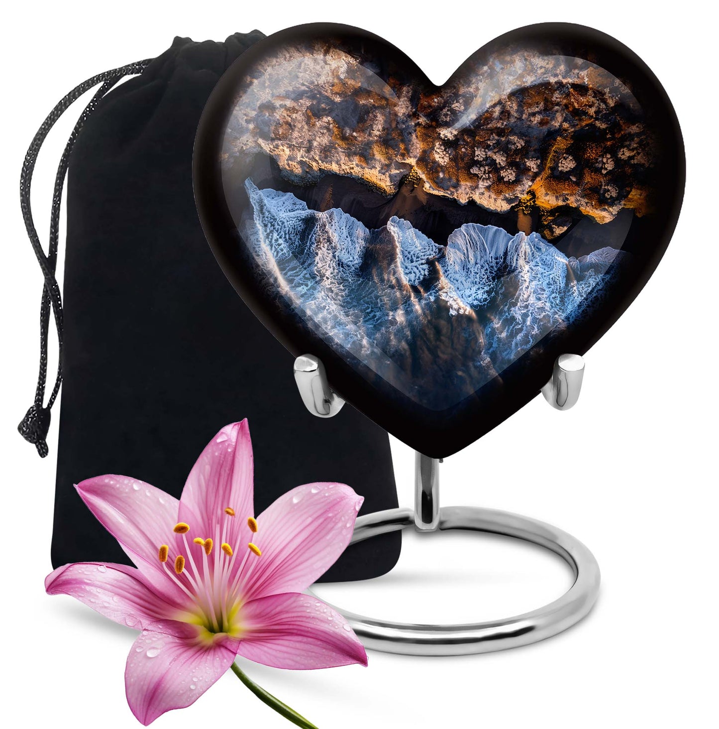 Ocean Waves Heart Urn