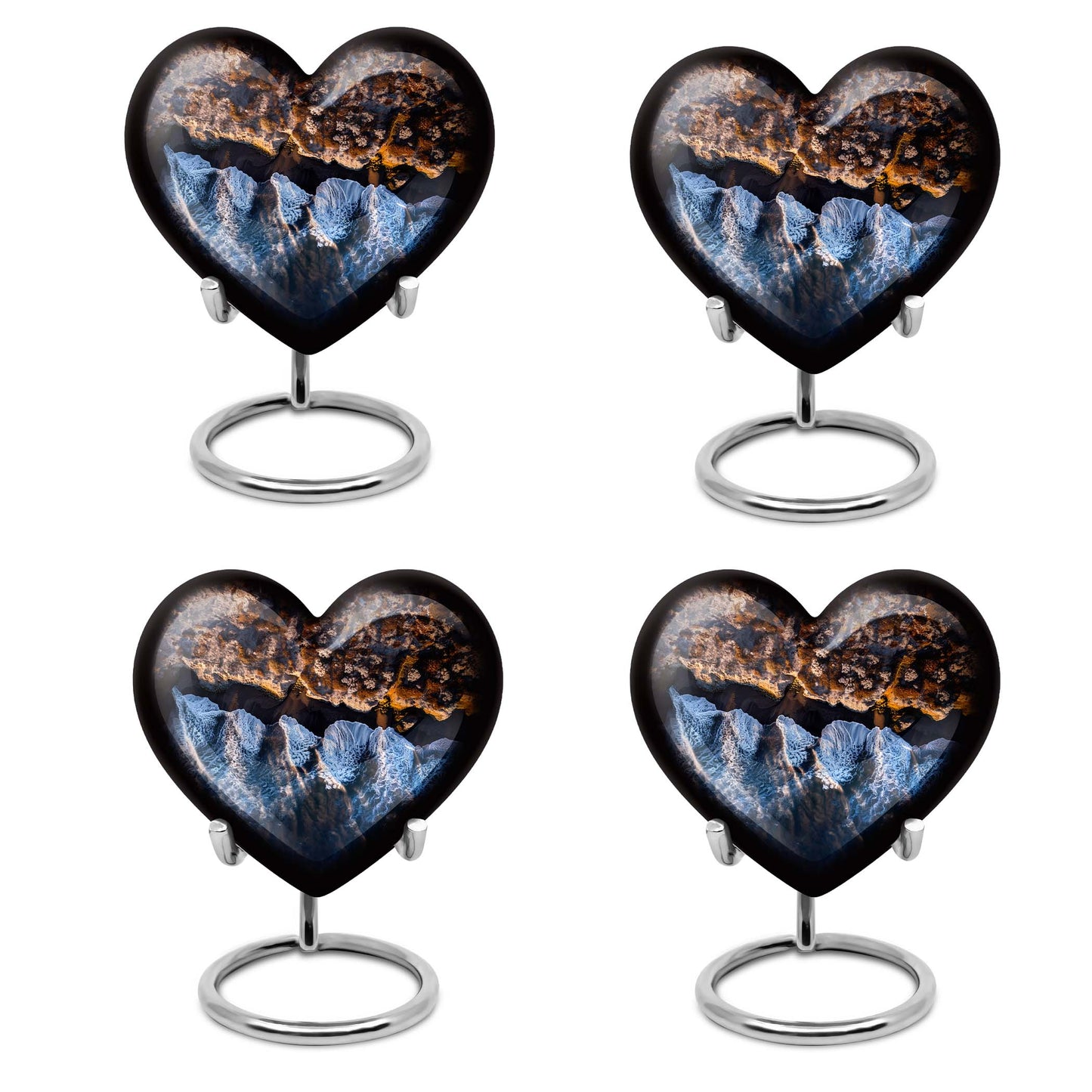 10-Inch Ocean Waves Heart Urn for Burial Ashes with Butterfly Theme