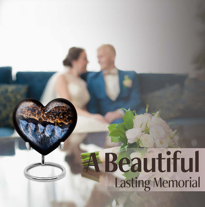 10-Inch Ocean Waves Heart Urn for Burial Ashes with Butterfly Theme