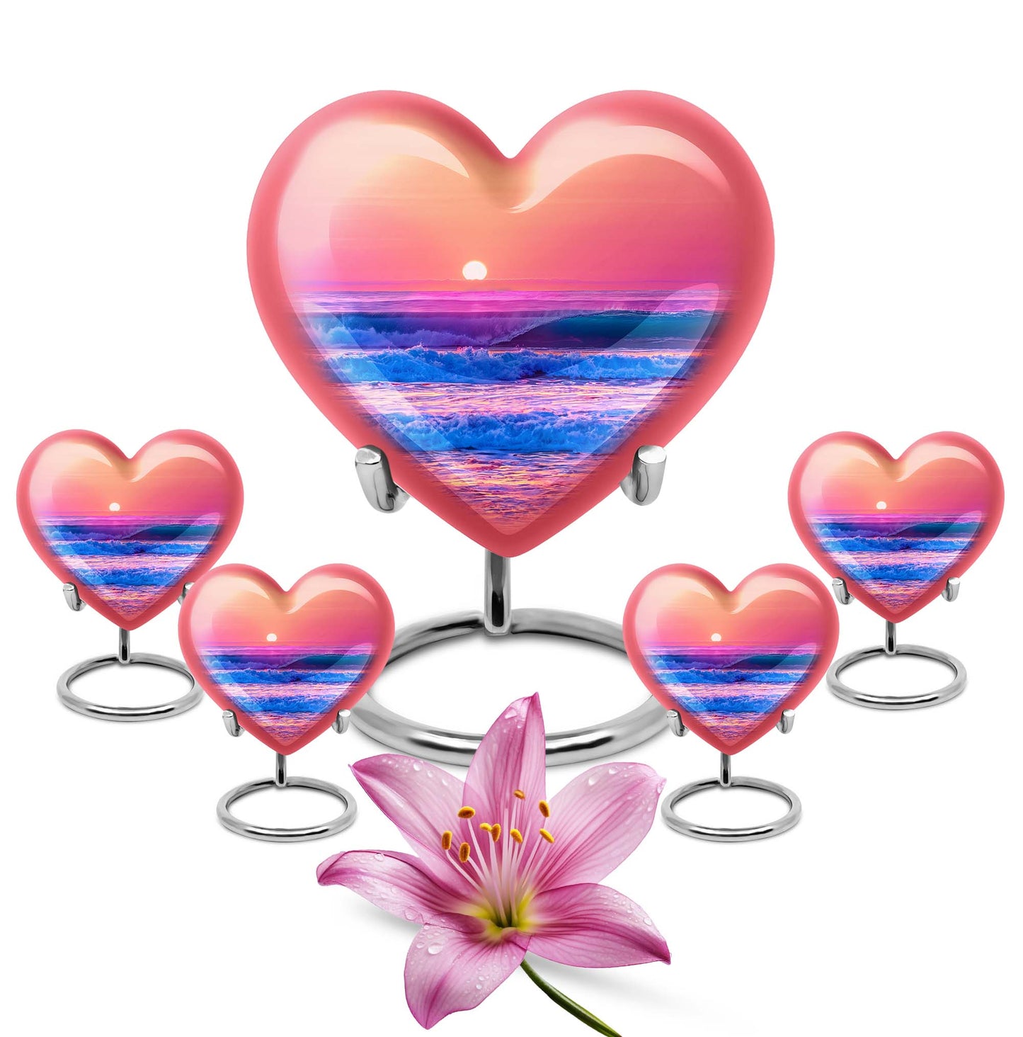 10-inch ocean waves heart urn for adult memorial,