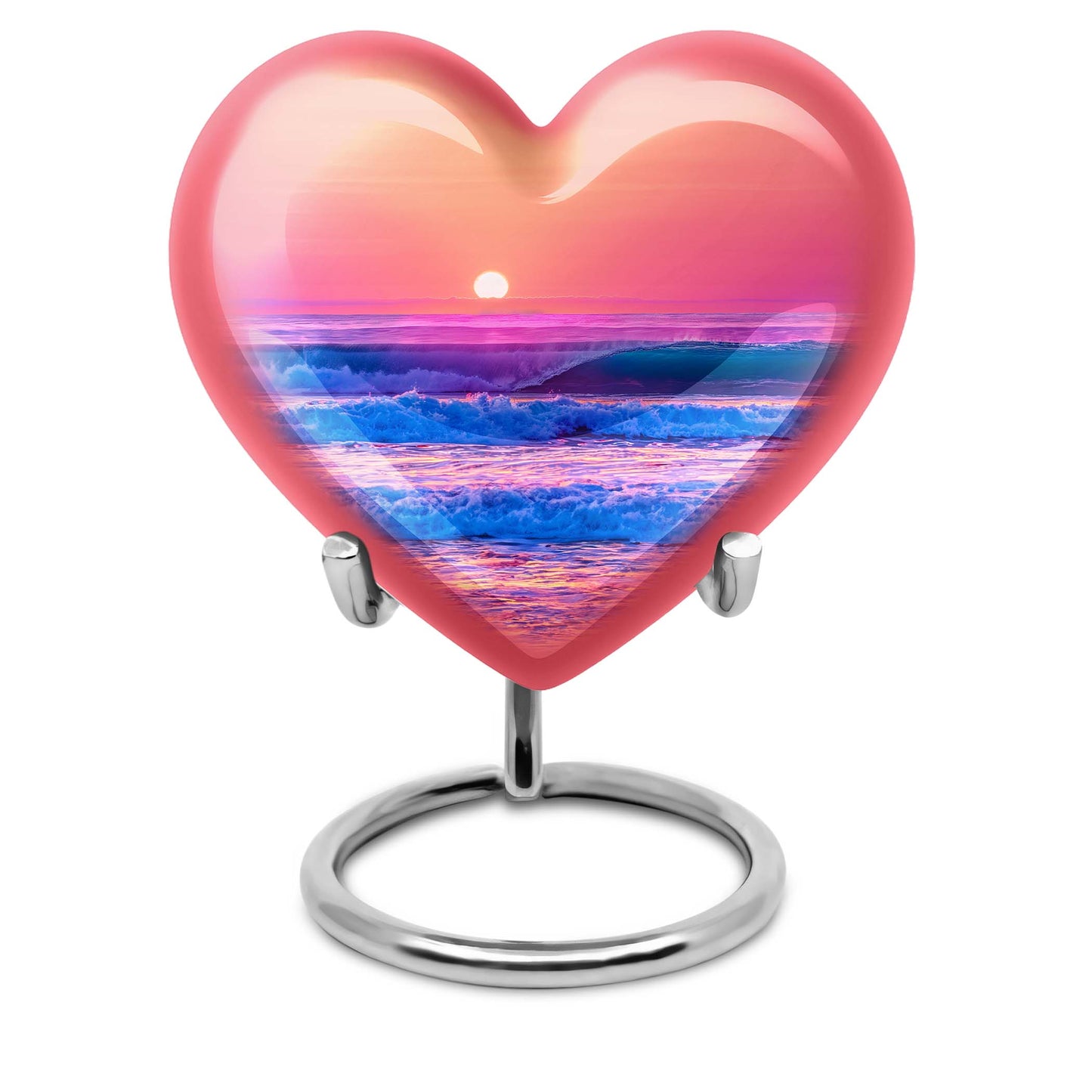 10-inch ocean waves heart urn for adult memorial,