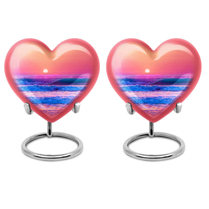 10-inch ocean waves heart urn for adult memorial,