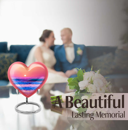 10-inch ocean waves heart urn for adult memorial,
