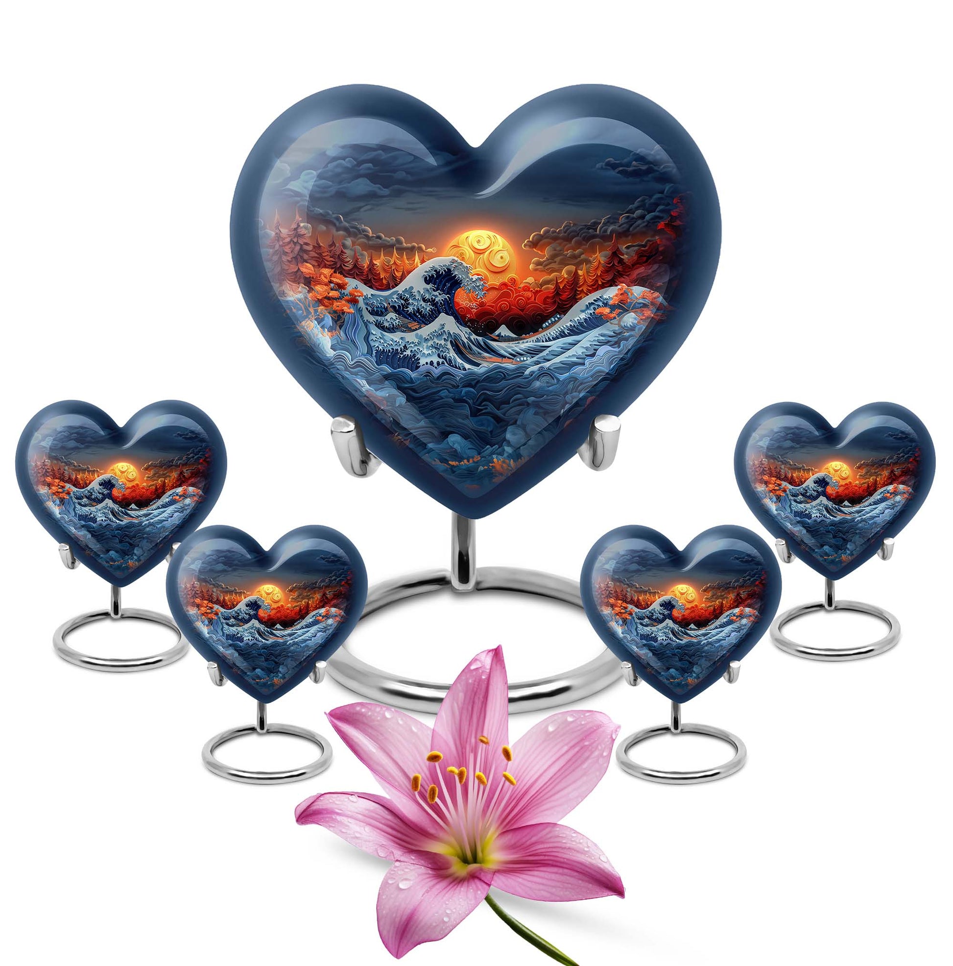 heart-shaped ocean waves urn