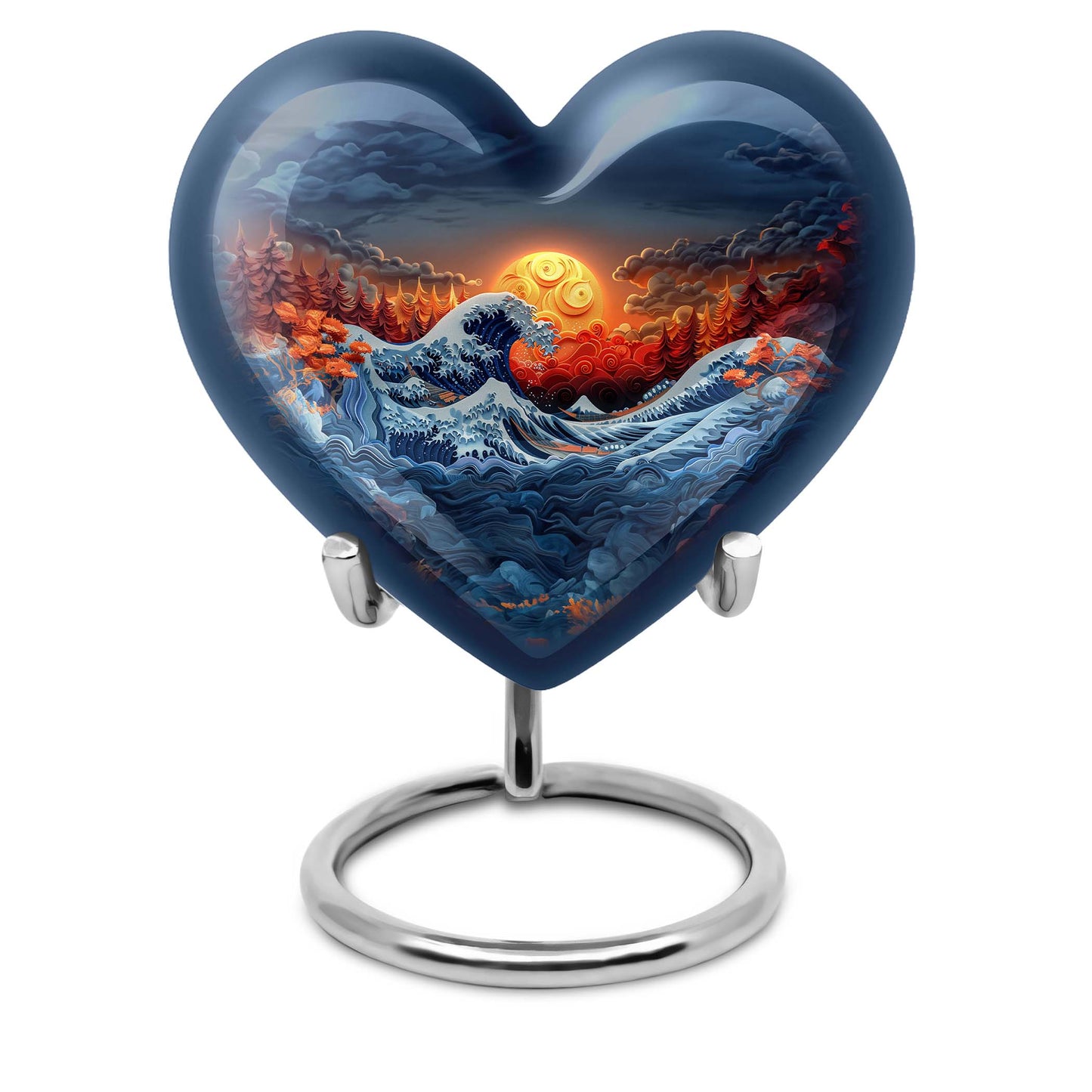 heart-shaped ocean waves urn