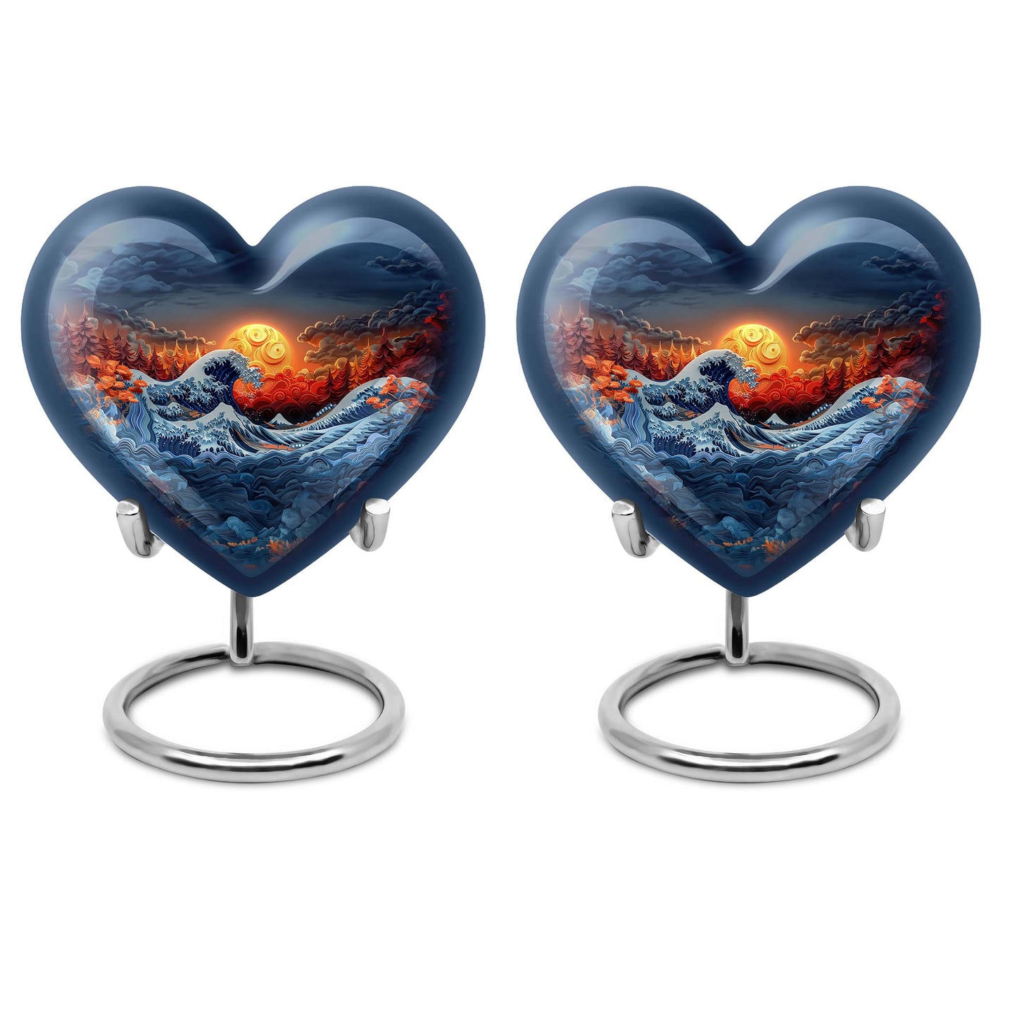 heart-shaped ocean waves urn