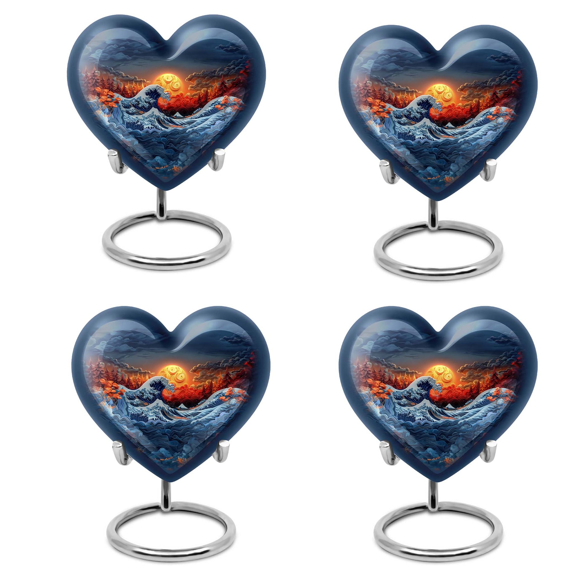 heart-shaped ocean waves urn