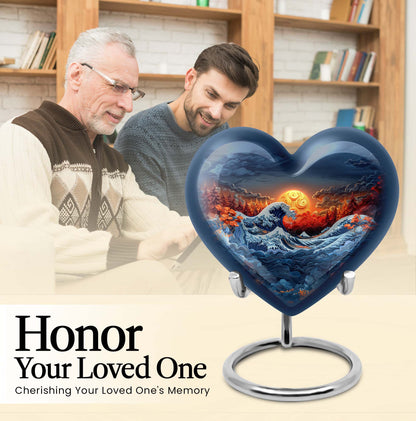 heart-shaped ocean waves urn