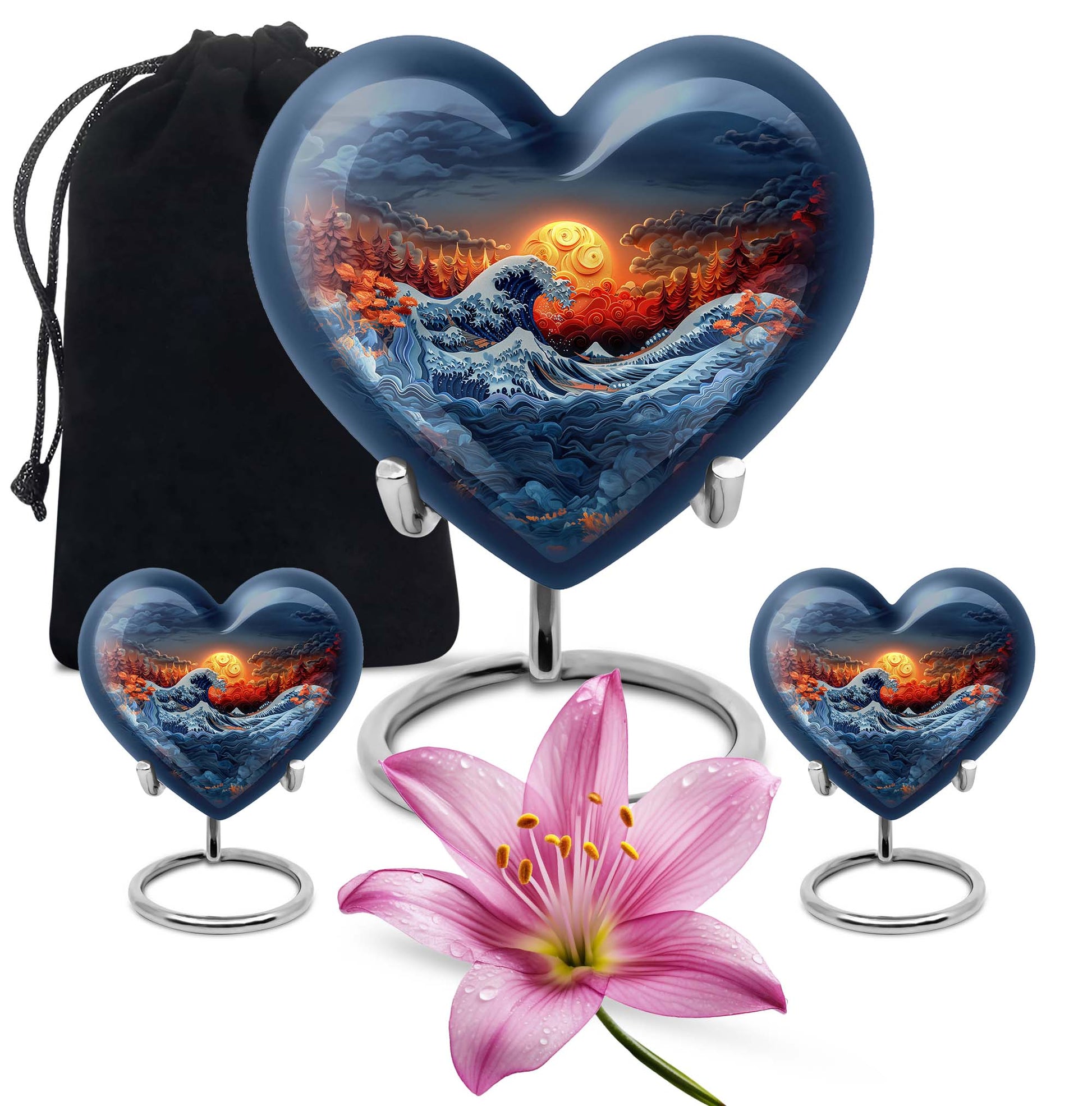 heart-shaped ocean waves urn